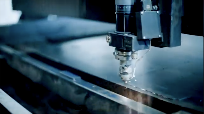 Laser cutting machine in action